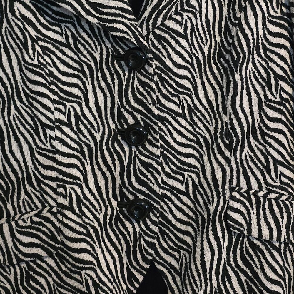 Dana Buchman Ladies Zebra Striped Wool Lined 3 Button Jacket (Size 10) - Picture 4 of 4